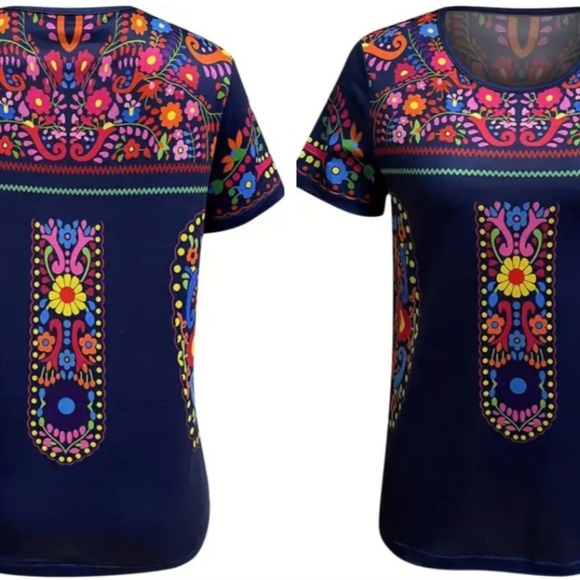 NWT!! Boho Beautiful Blue Multi-color Floral Casual Fashion Trendy Top!!💖😍💖 - Picture 9 of 12